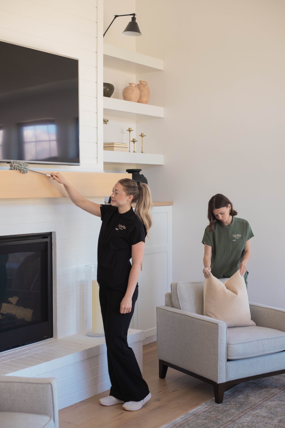 A LivFlo cleaner at work in a beautifully styled home.